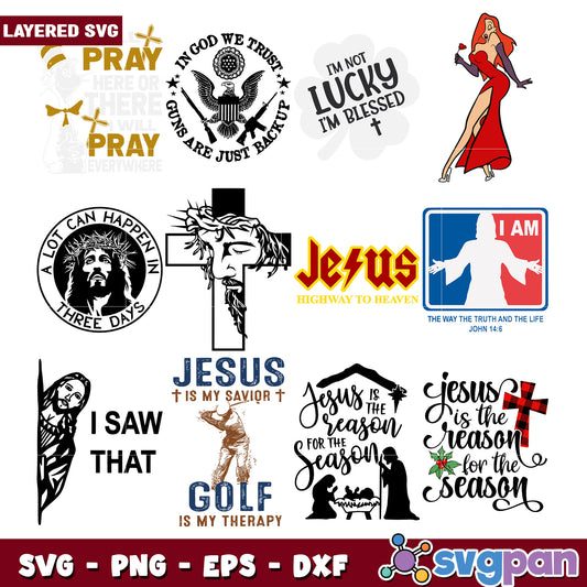Layered SVG Bundle Faith, Golf, & More