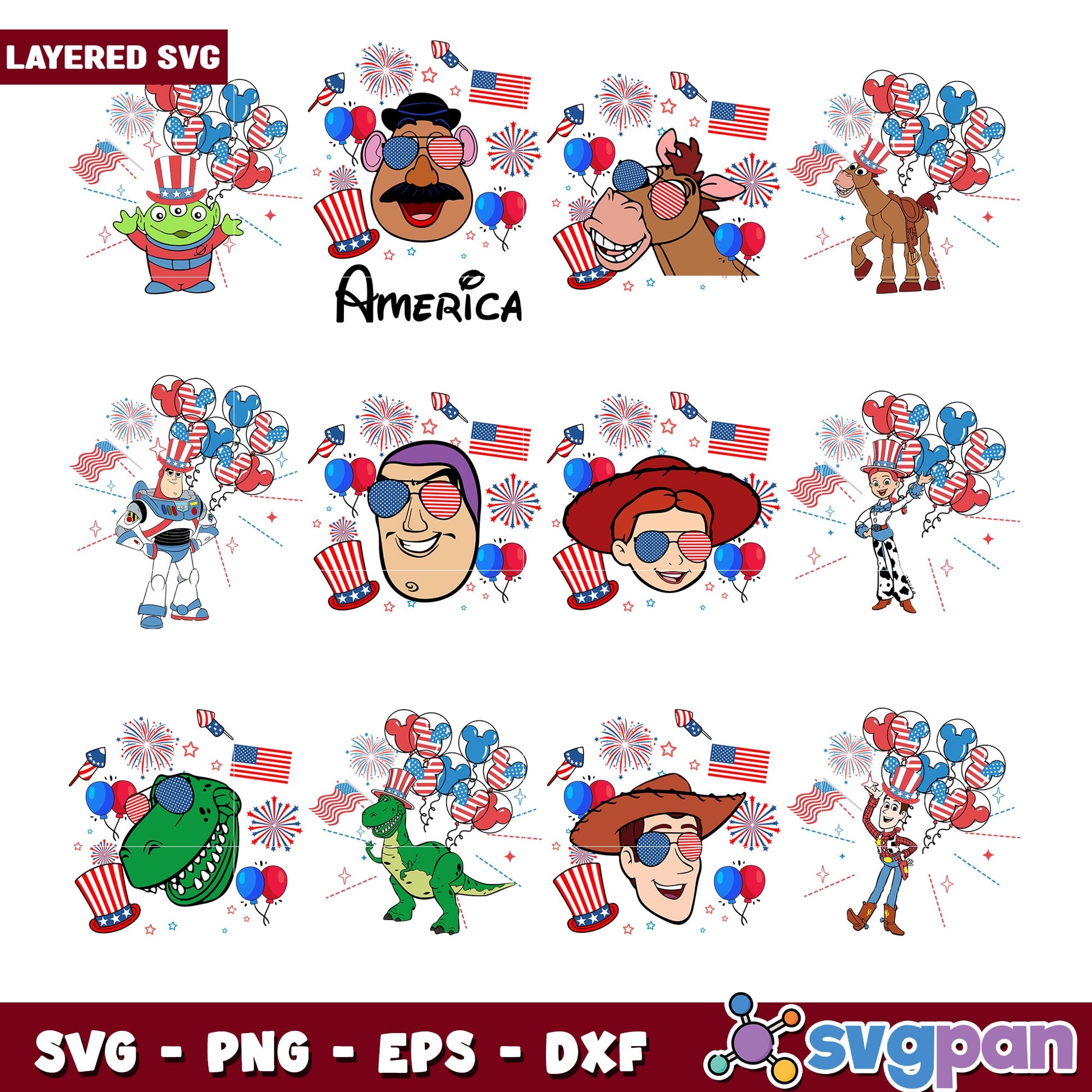 Layered SVG Bundle Fun America Celebration Collection