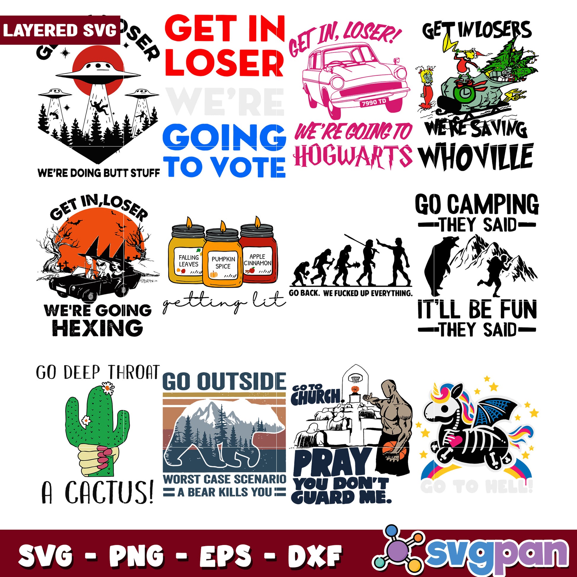 Layered SVG Bundle Fun Quotes and Designs Set