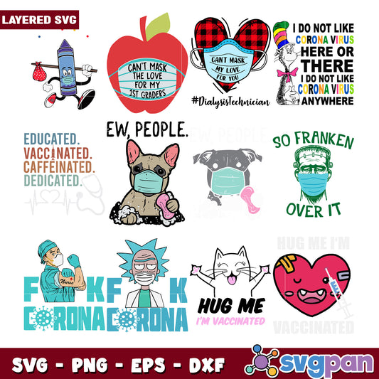 Layered SVG Bundle Funny Covid Masks