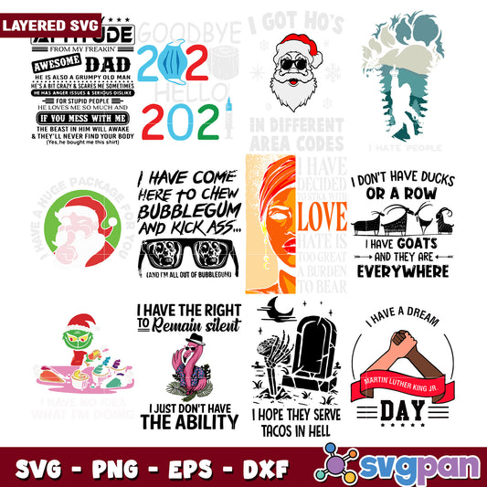 Layered SVG Bundle Funny Dad Quotes & More