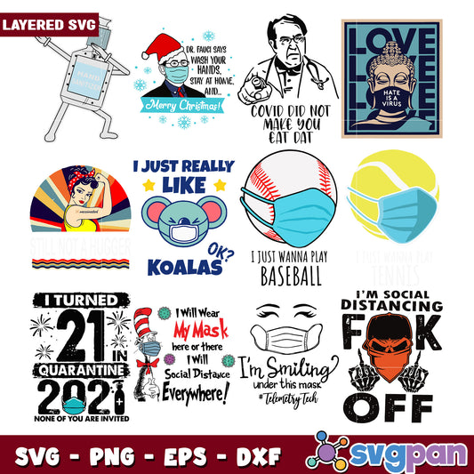 Layered SVG Bundle Funny Quarantine Designs