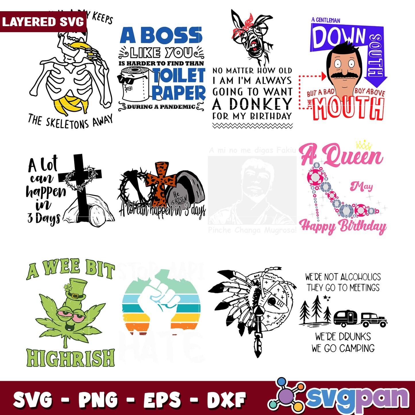 Layered SVG Bundle Funny Quotes & Designs