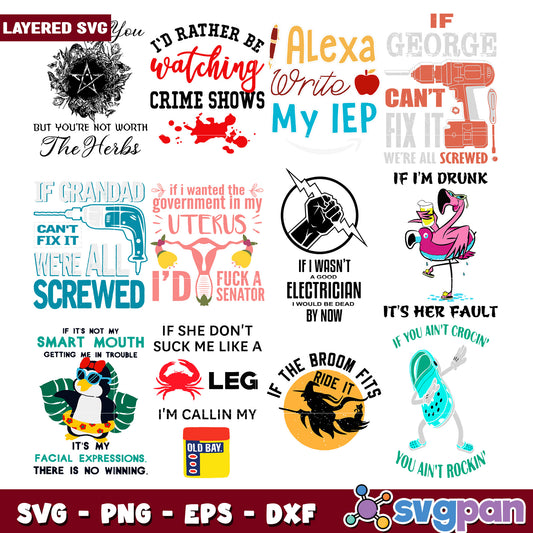 Layered SVG Bundle Funny Sayings