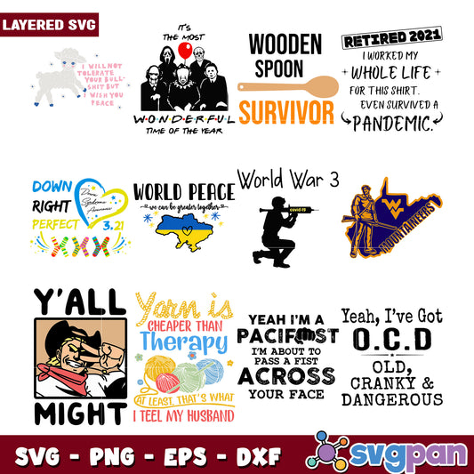 Layered SVG Bundle Funny Sayings Designs