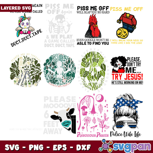 Layered SVG Bundle Funny & Plants