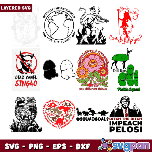 Layered SVG Bundle Funny & Political Designs