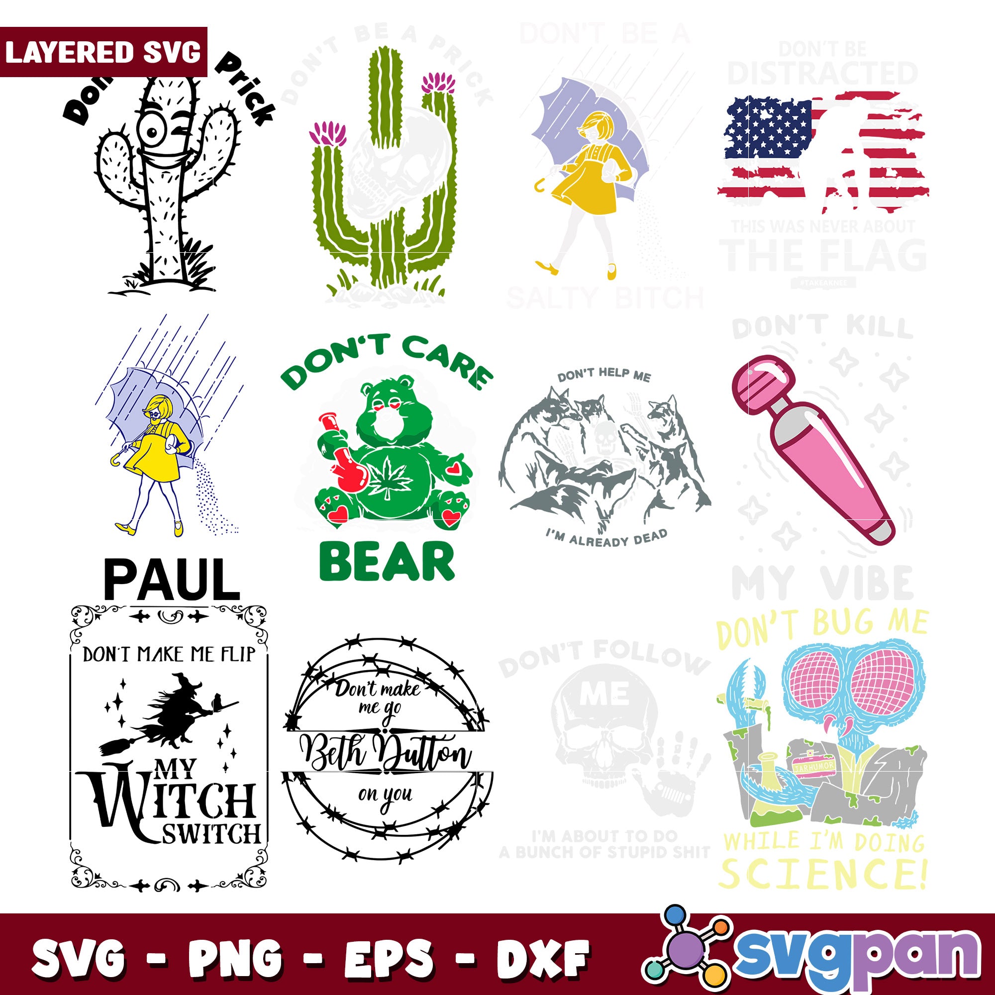 Fun Rude Svg Textures Layered SVG Bundle Funny & Sarcastic Designs – svgpan