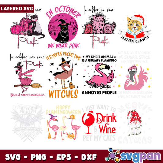 Layered SVG Bundle Halloween Cats