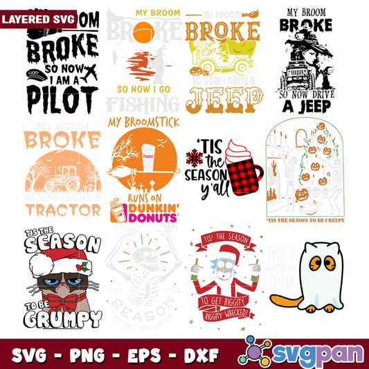 Layered SVG Bundle Halloween Christmas