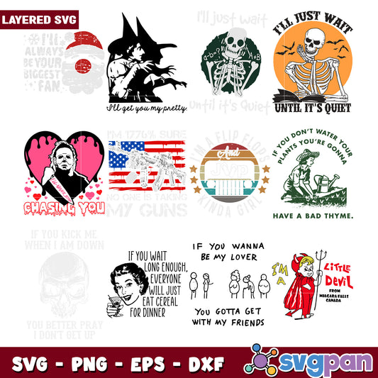 Layered SVG Bundle Halloween, Love, & More