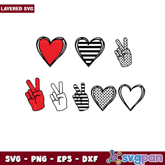 Layered SVG Bundle Hearts & Peace Signs