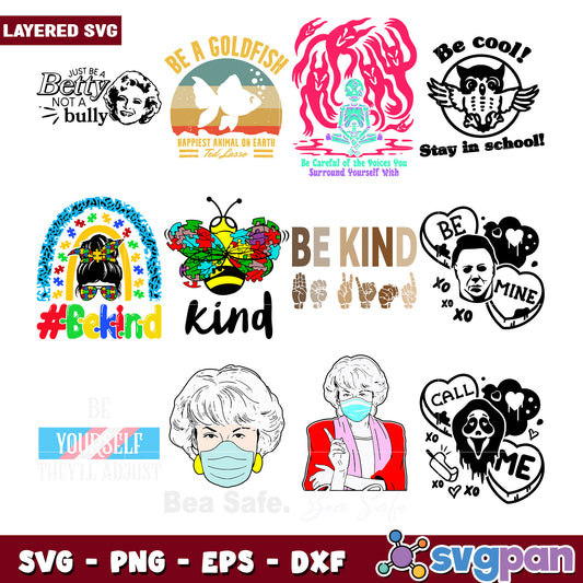 Layered SVG Bundle Kindness & Pop Culture