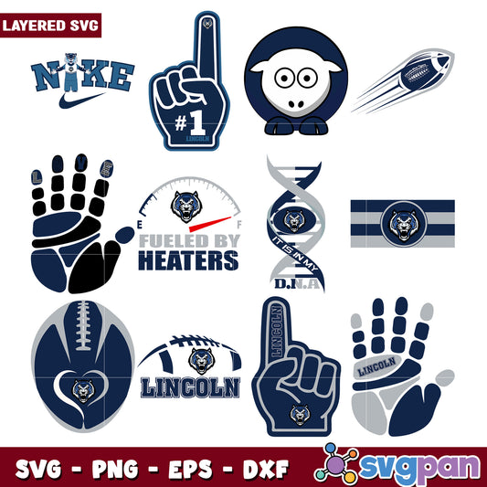 Layered SVG Bundle Lincoln Blue Tigers Graphics
