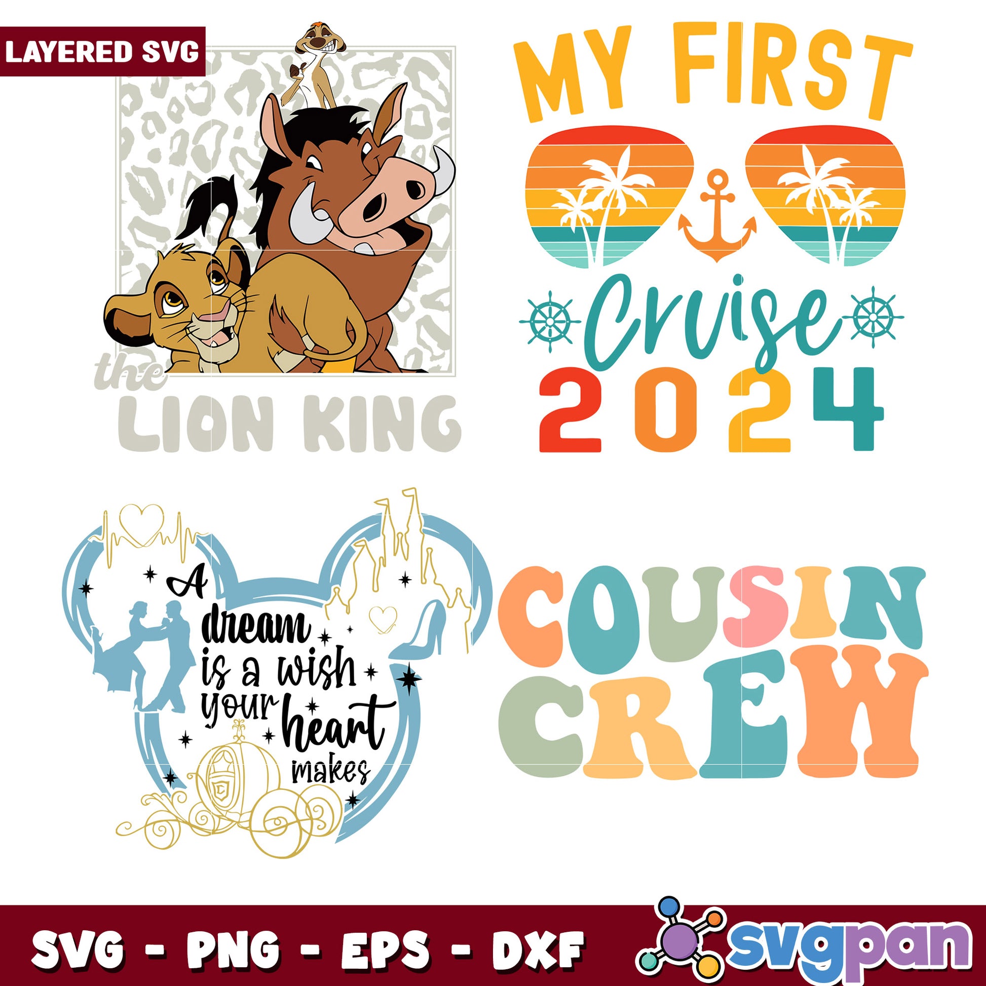 Layered SVG Bundle Lion King, Cruise, Cousin Crew