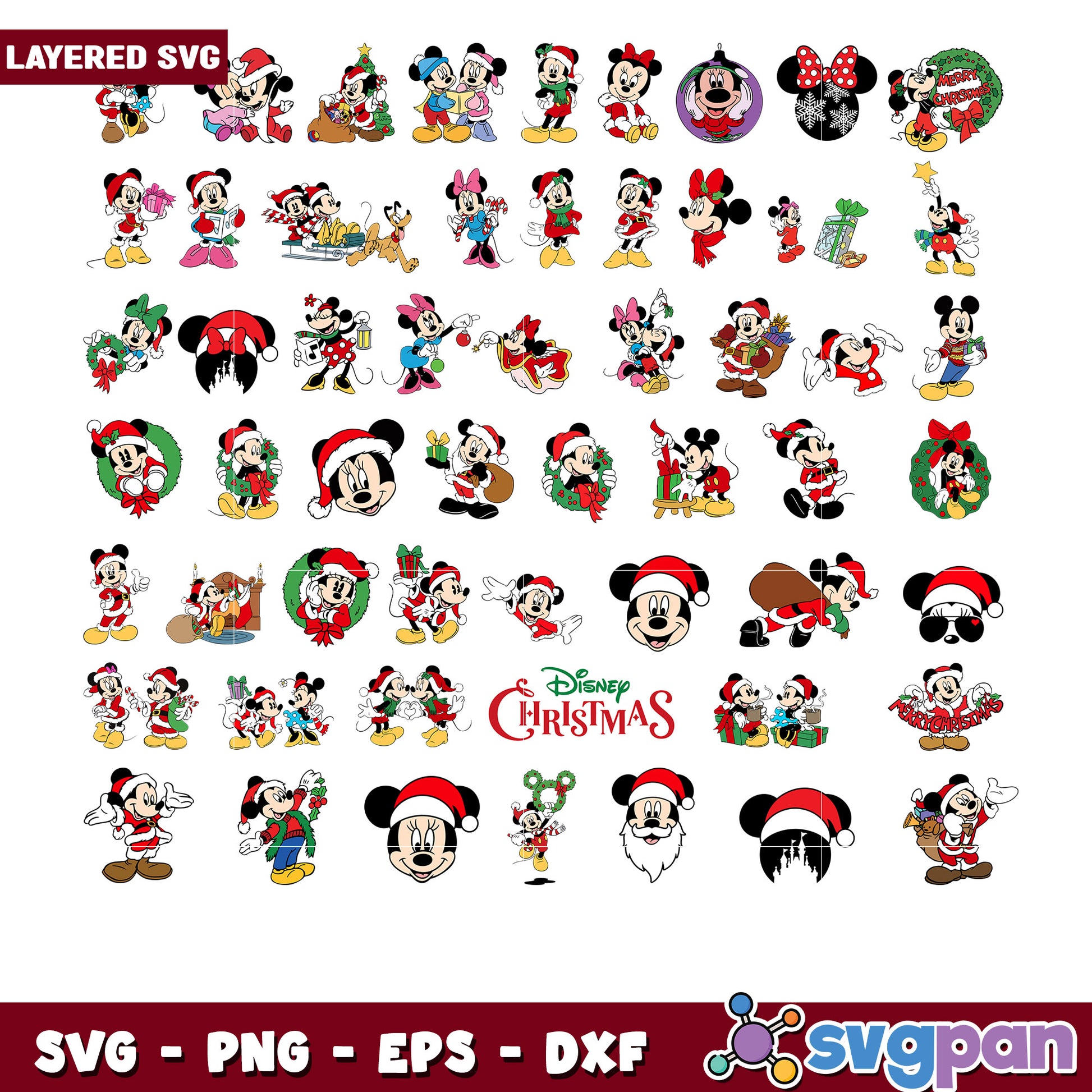Layered SVG Bundle Mickey Christmas Designs