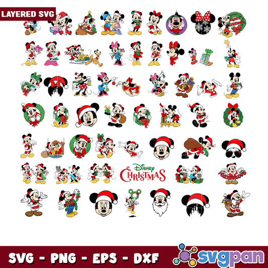 Layered SVG Bundle Mickey Christmas Designs