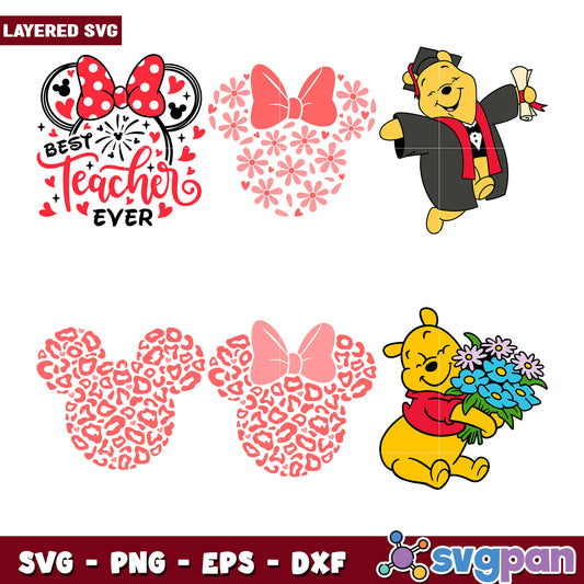 Layered SVG Bundle Minnie, Winnie the Pooh