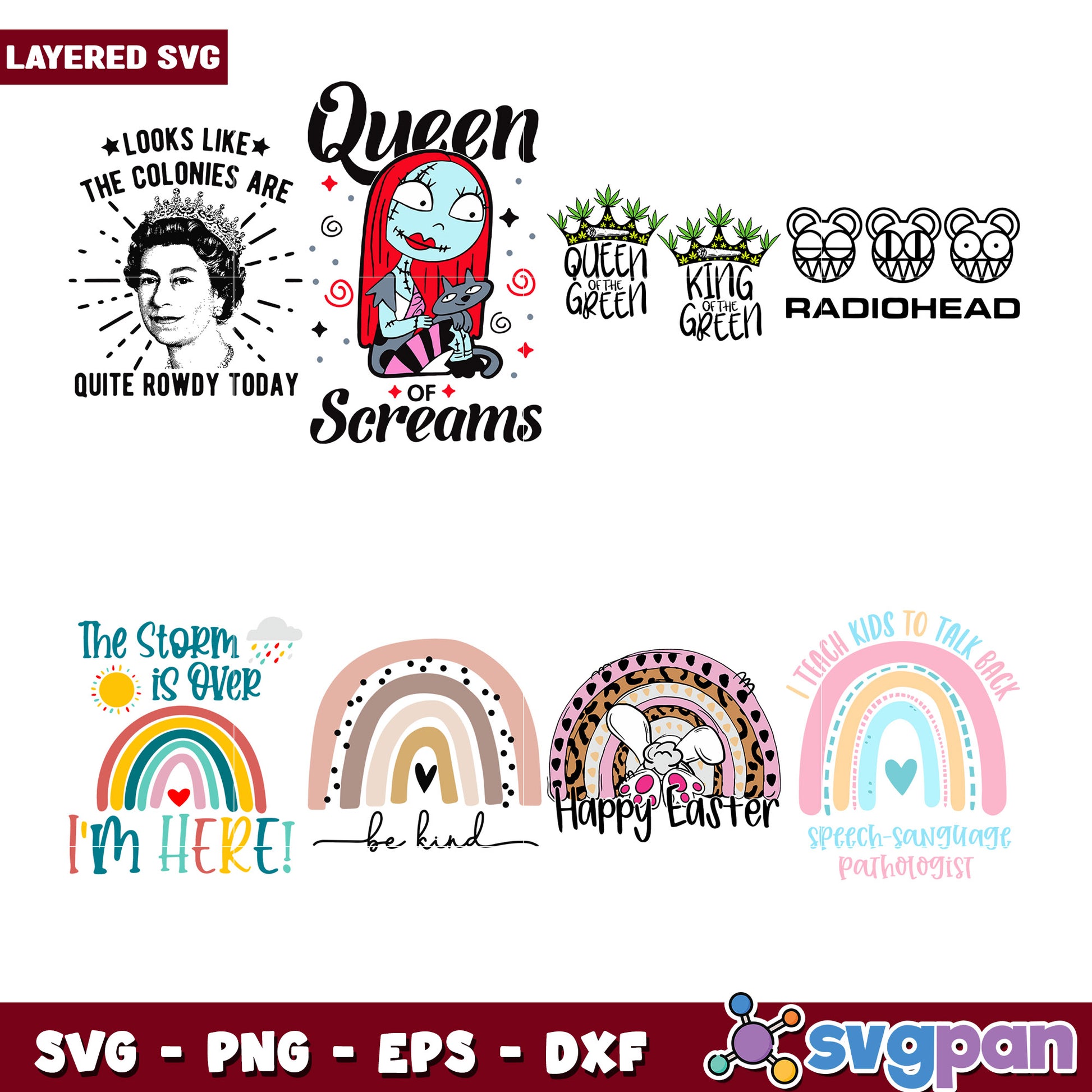 Layered SVG Bundle Queen, Rainbow, More