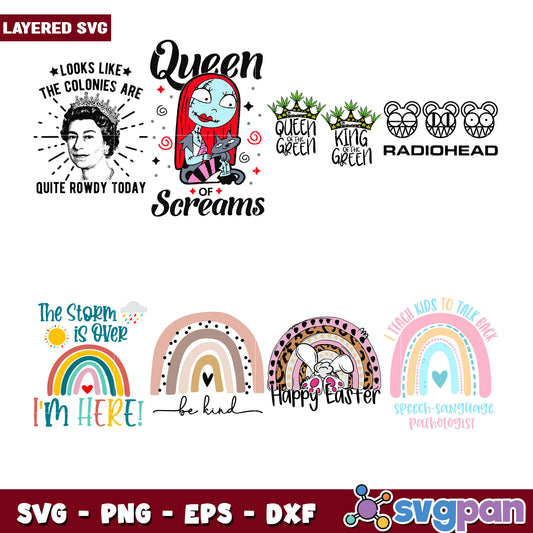 Layered SVG Bundle Queen, Rainbow, More