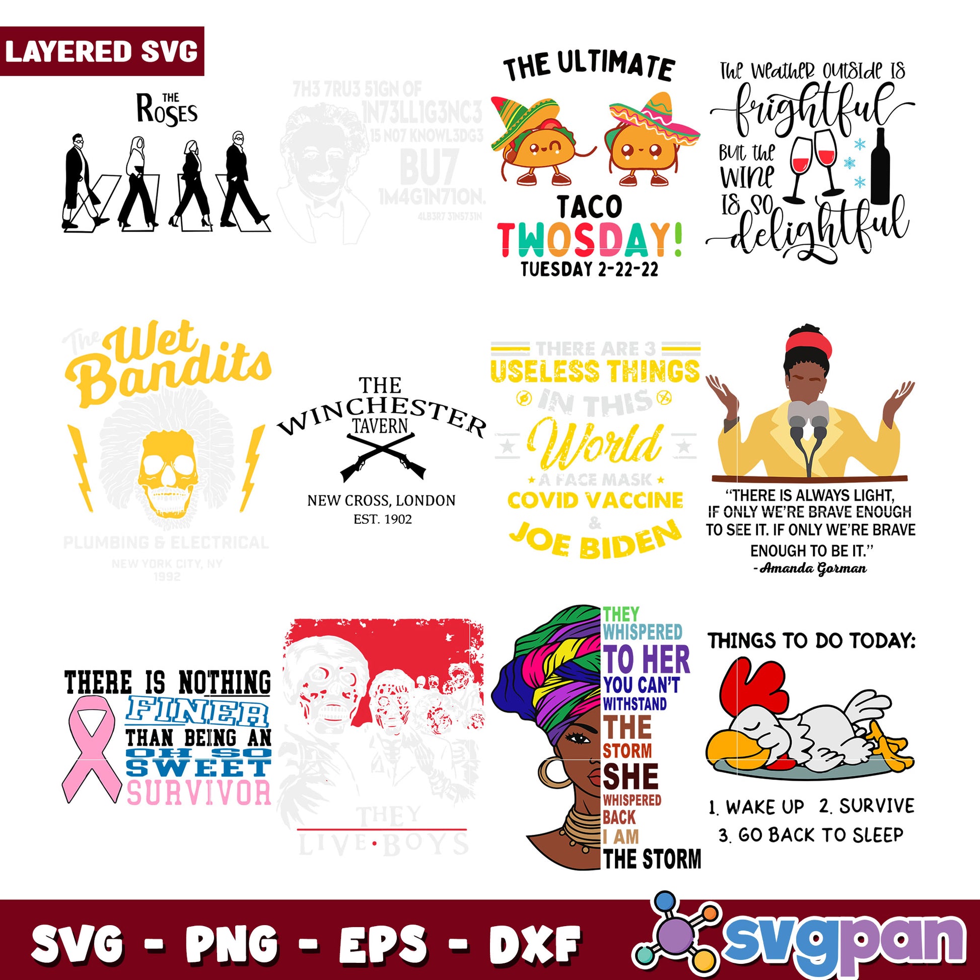 Layered SVG Bundle Quotes Designs