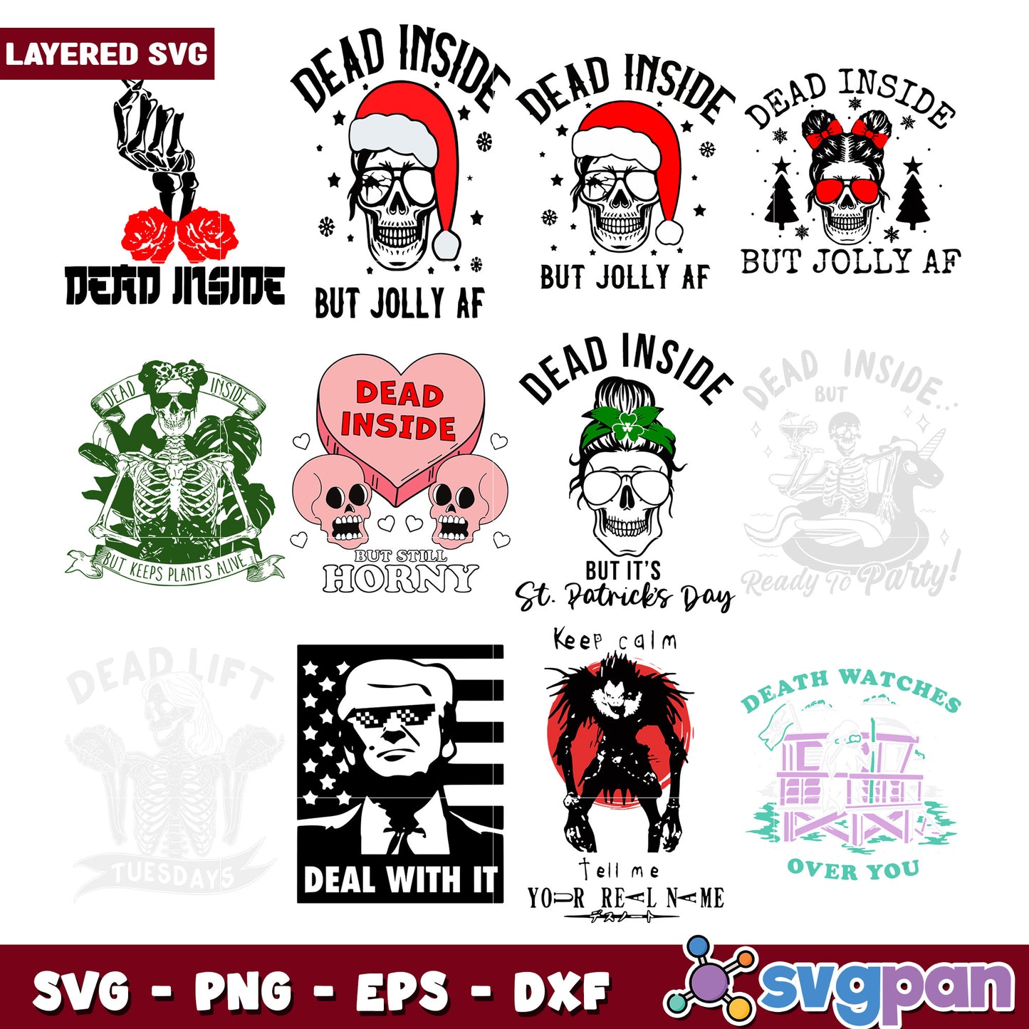 Layered SVG Bundle Skull Designs