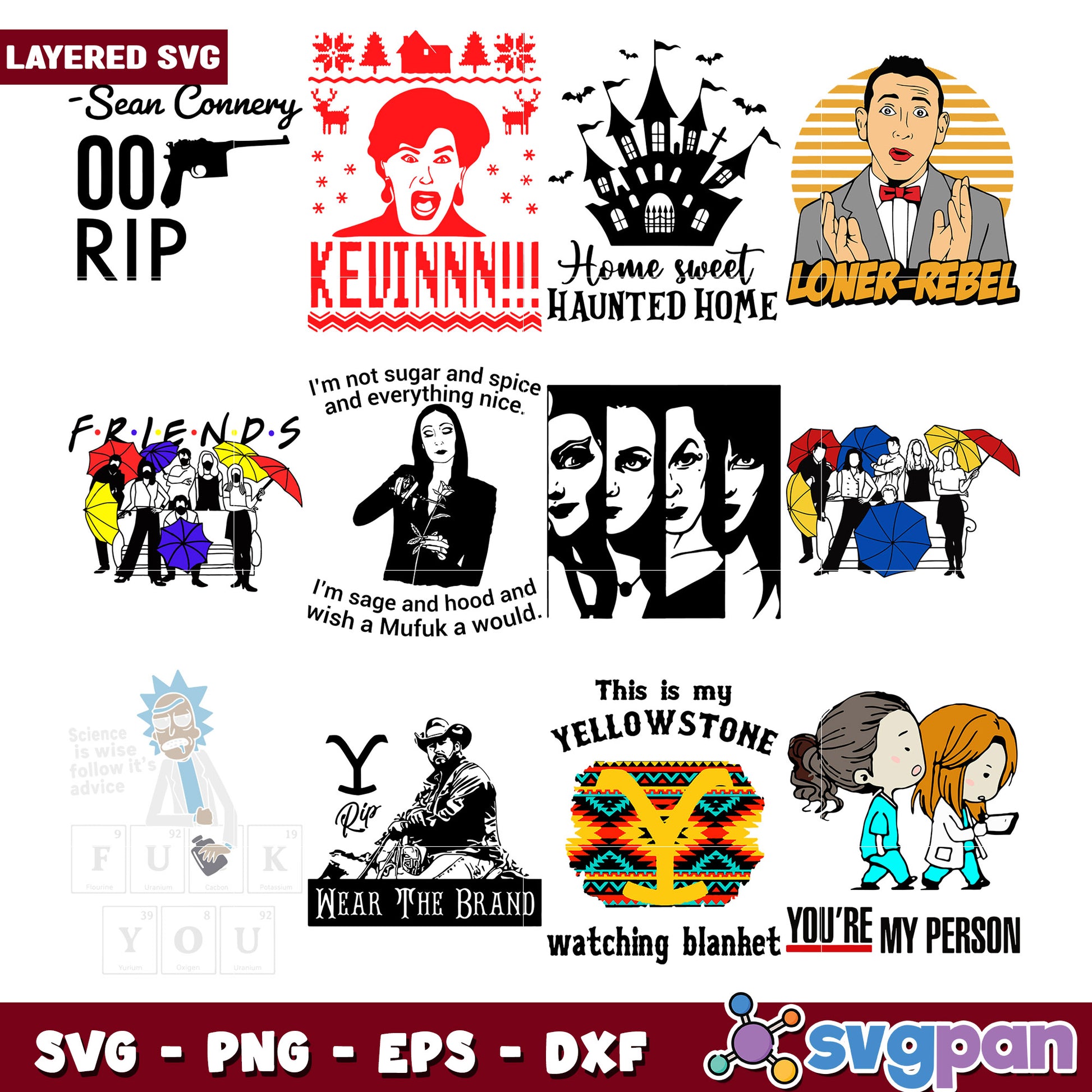 Layered SVG Bundle TV Show Designs