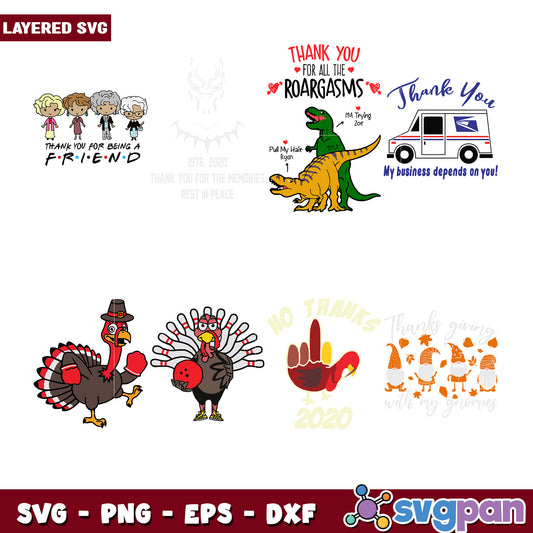 Layered SVG Bundle Thanksgiving, Friends & More
