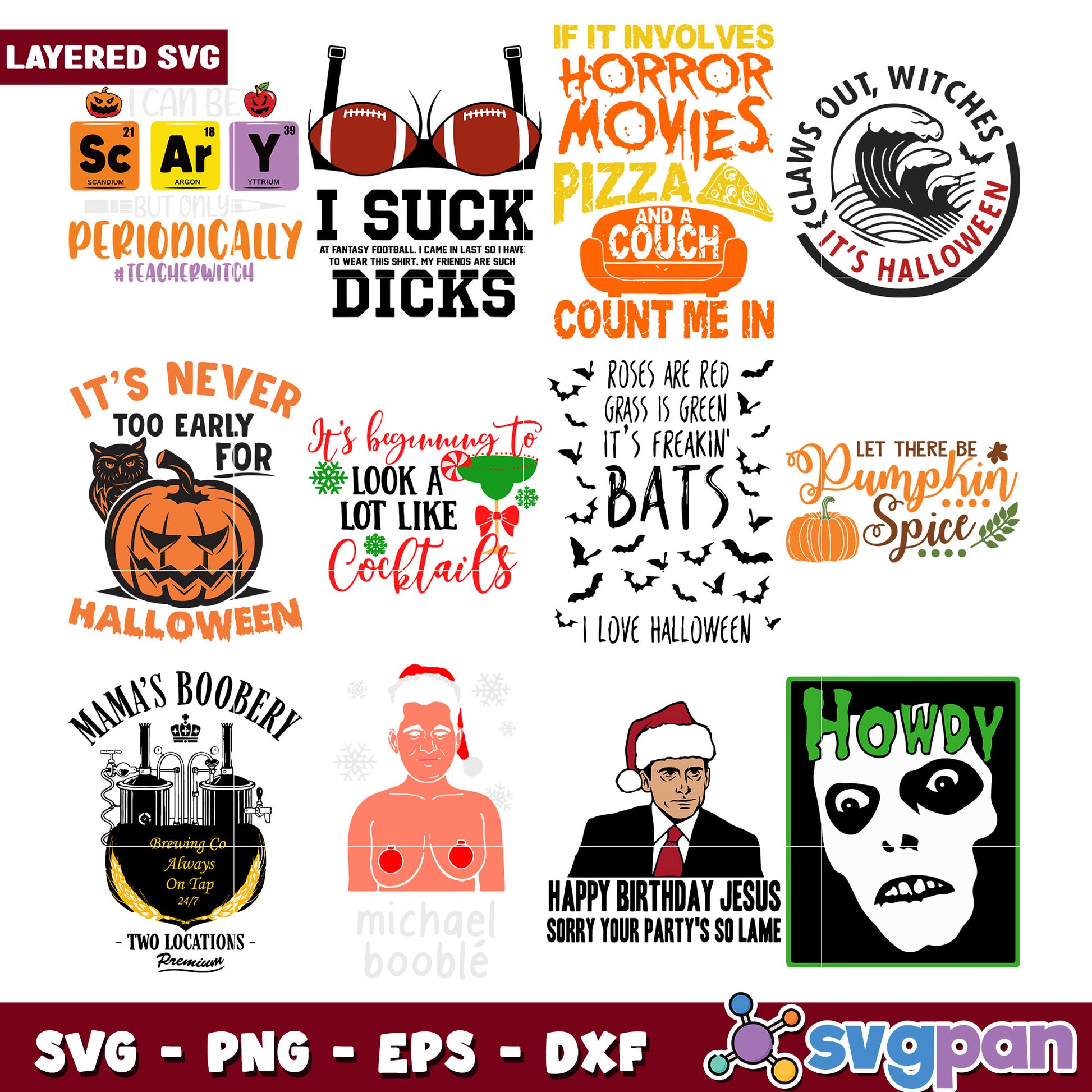 Layered SVG Bundle for Halloween and Fun Themes