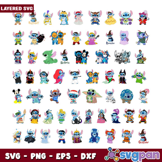 Layered SVG Bundle of Adorable Stitch Designs