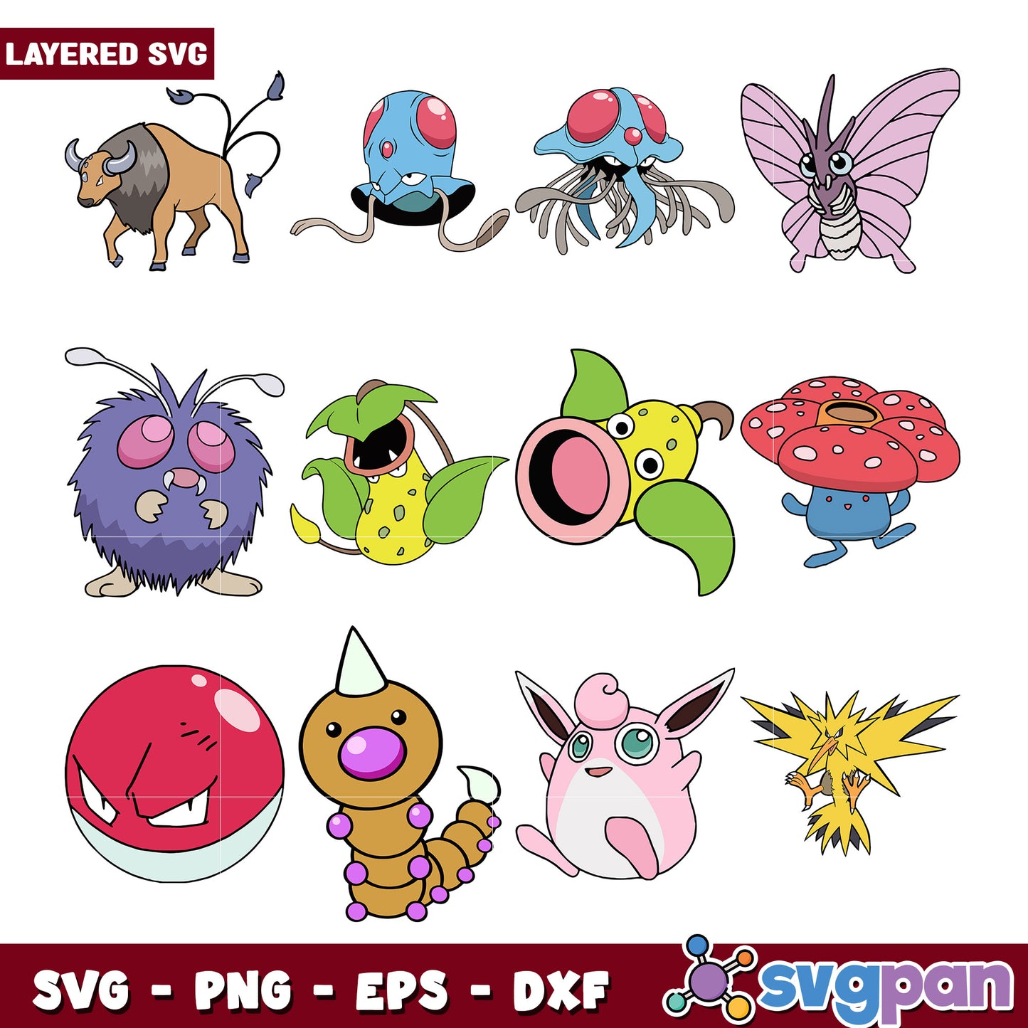 Layered SVG Bundle of Cartoon Animal Designs