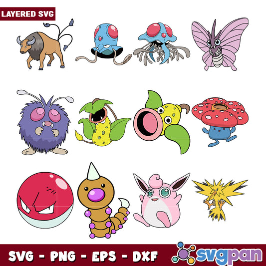 Layered SVG Bundle of Cartoon Animal Designs