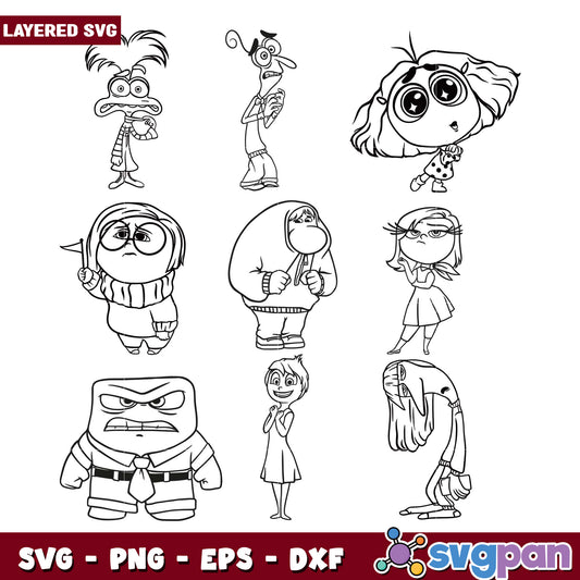 Layered SVG Bundle of Cartoon Characters Designs