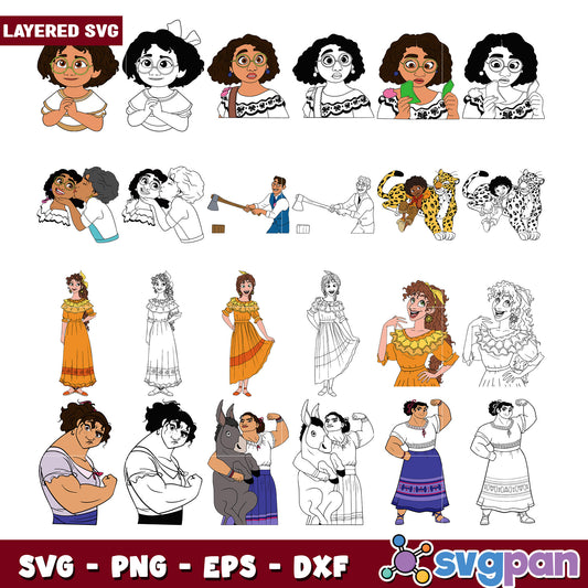 Layered SVG Bundle of Colorful Characters Designs