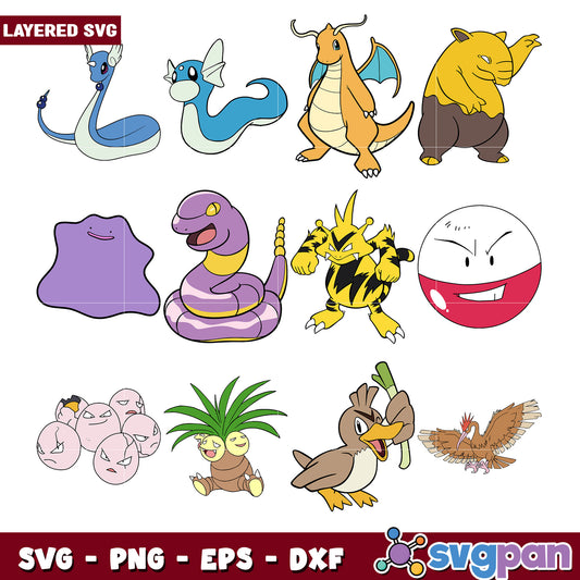 Layered SVG Bundle of Cute Cartoon Monsters