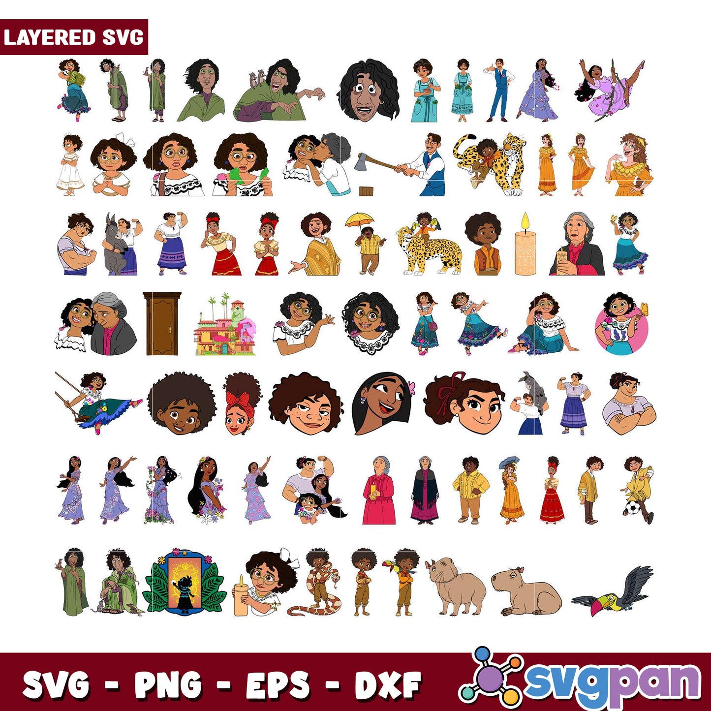 Layered SVG Bundle of Diverse Cartoon Characters