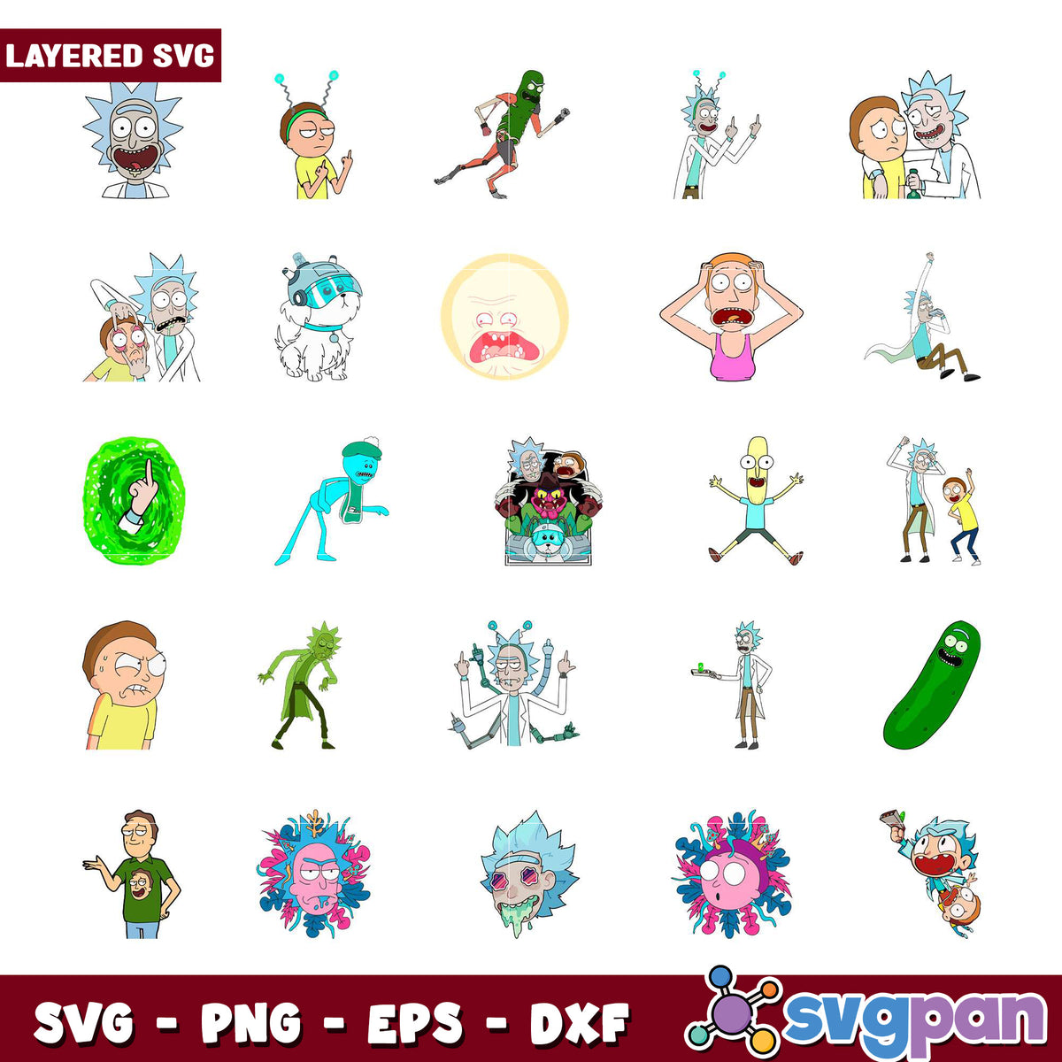 Layered SVG Bundle of Fun Cartoon Characters – svgpan