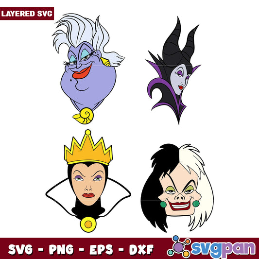 Layered SVG Bundle of Iconic Villain Designs