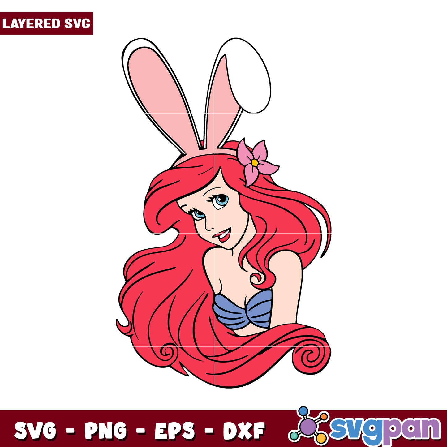 Layered SVG Bunny Ears Mermaid Design, Perfect for Craft Projects