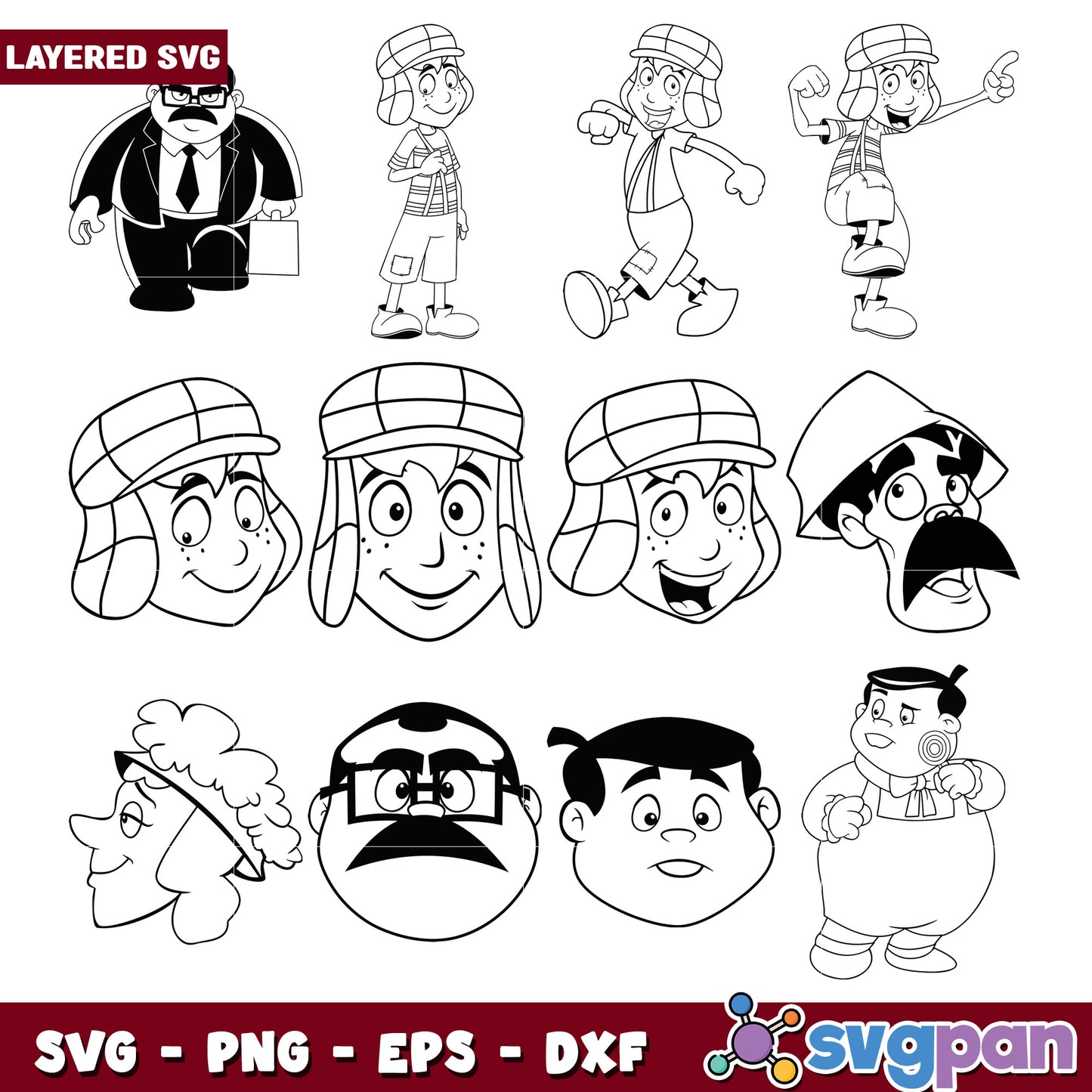 Layered SVG Cartoon Bundle