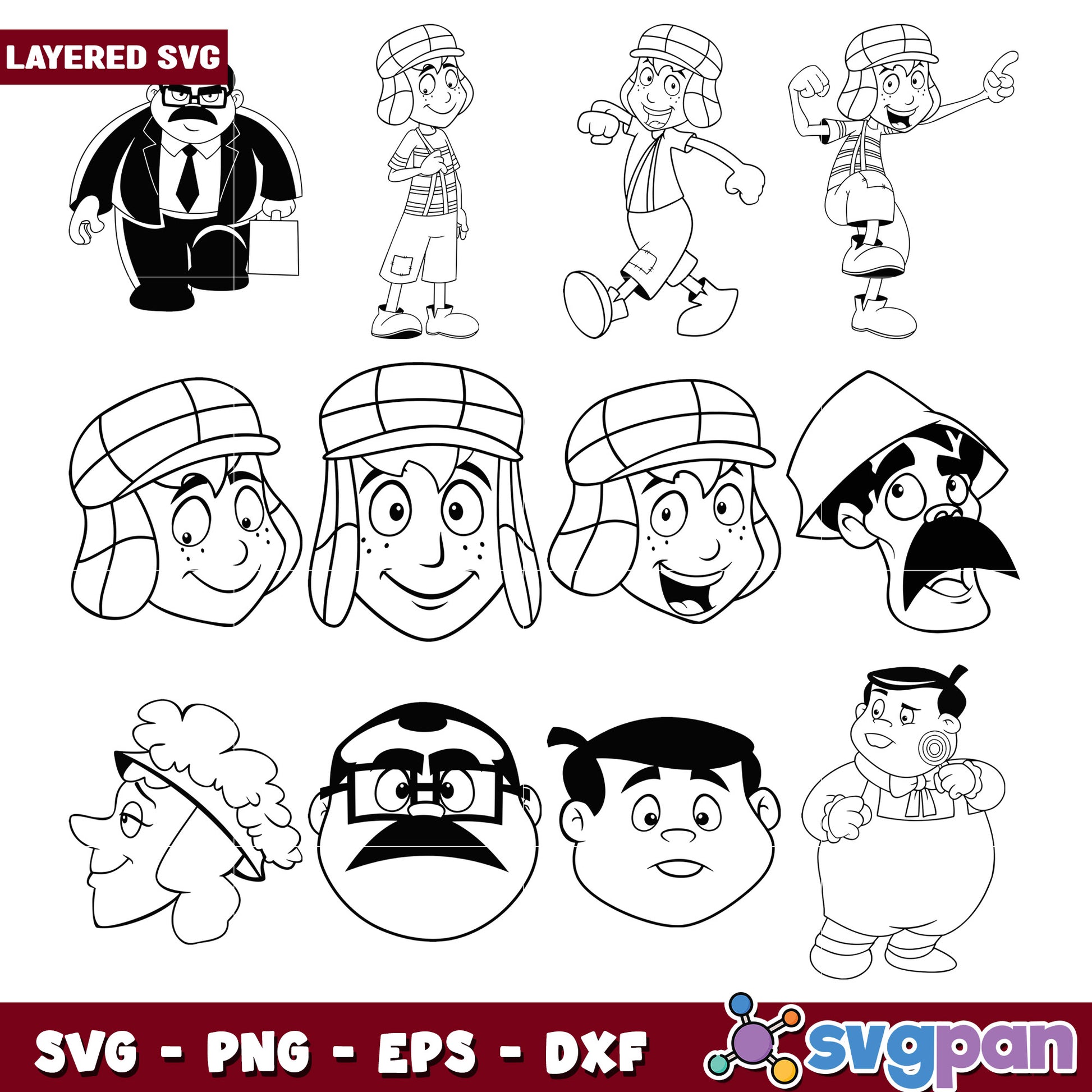 Layered SVG Cartoon Bundle