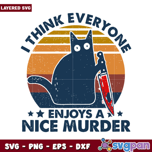 Layered SVG Cat Design, I Think Everyone Enjoys a Nice Murder