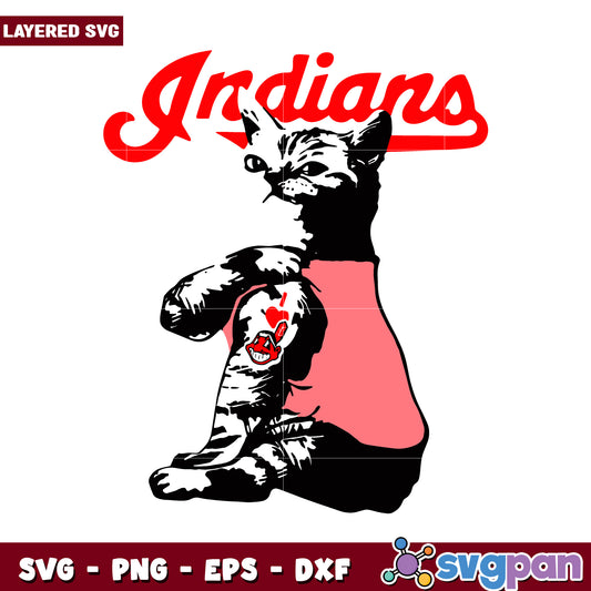 Layered SVG Cat Design for Indians, Unique Vintage Style Artwork