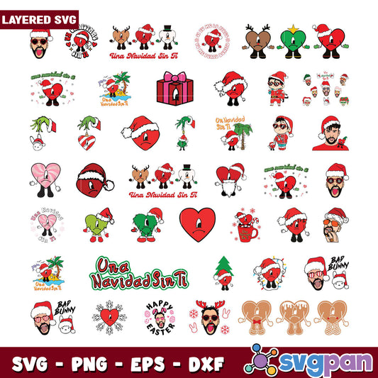 Layered SVG Christmas Heart Bundle