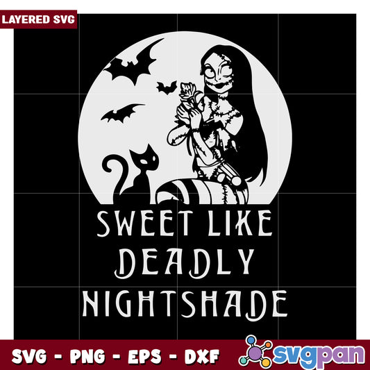 Layered SVG Design of Sweet Like Deadly Nightshade Theme, Perfect for Halloween Crafts
