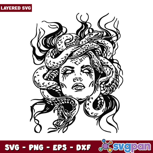 Layered SVG Design of a Serpent Woman, Perfect for Craft Projects