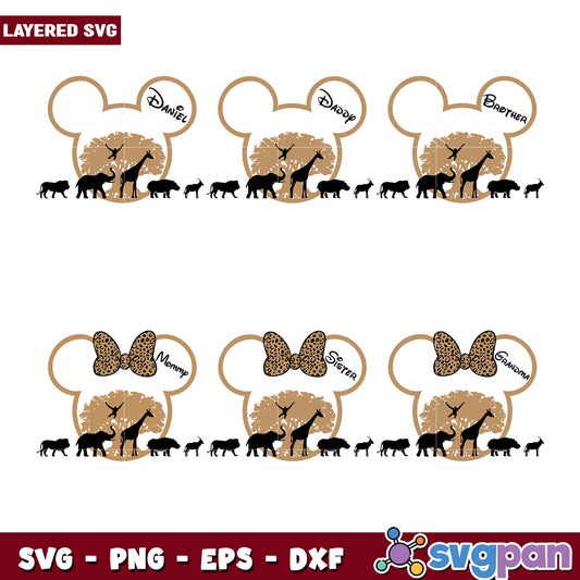 Layered SVG Family Safari Bundle