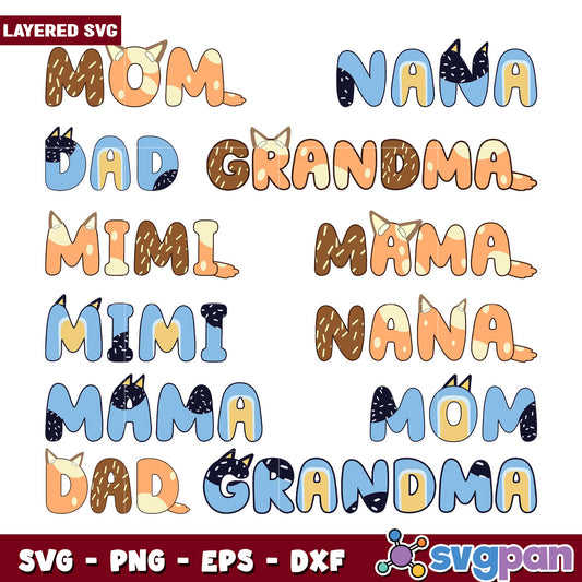 Layered SVG Family Titles Bundle