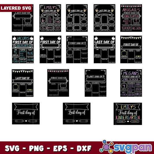 Layered SVG First Last Day School Signs
