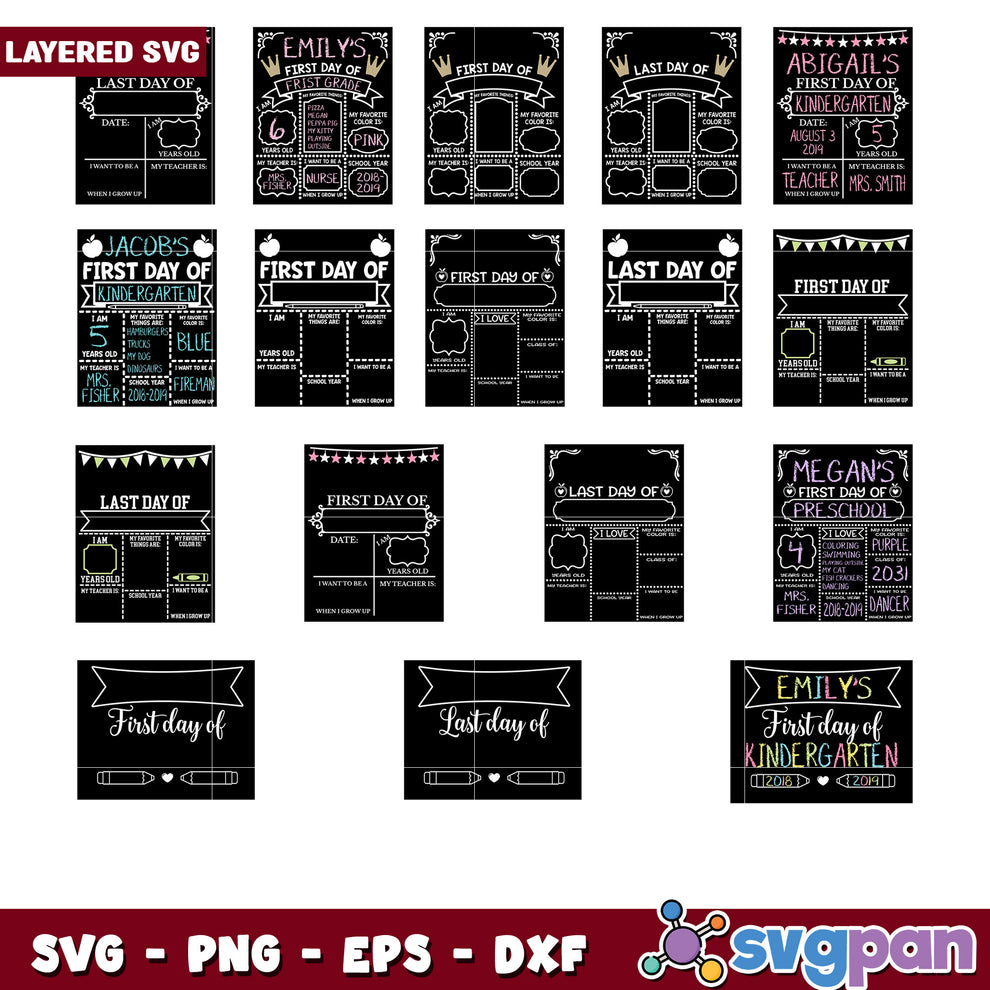 Layered SVG First Last Day School Signs – svgpan